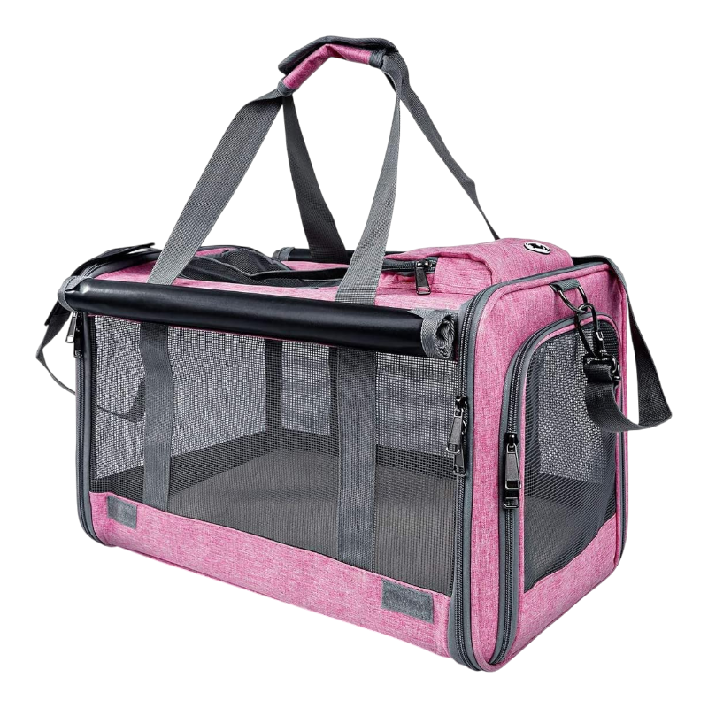 Pawtopix pink soft sided breathable mesh pet carrier for medium cats and dogs with shoulder strap and top handle