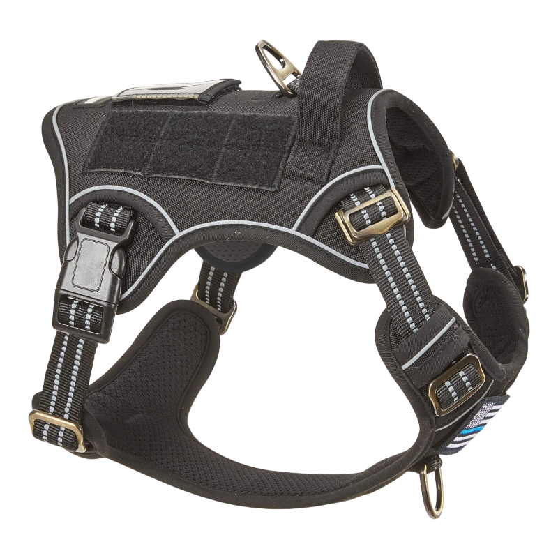 Pawtopix tactical dog harness large no pull black padded service vest with handle reflective trim