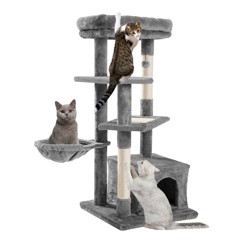 Pawtopix Sturdy multi-level cat tower with hammock & condo