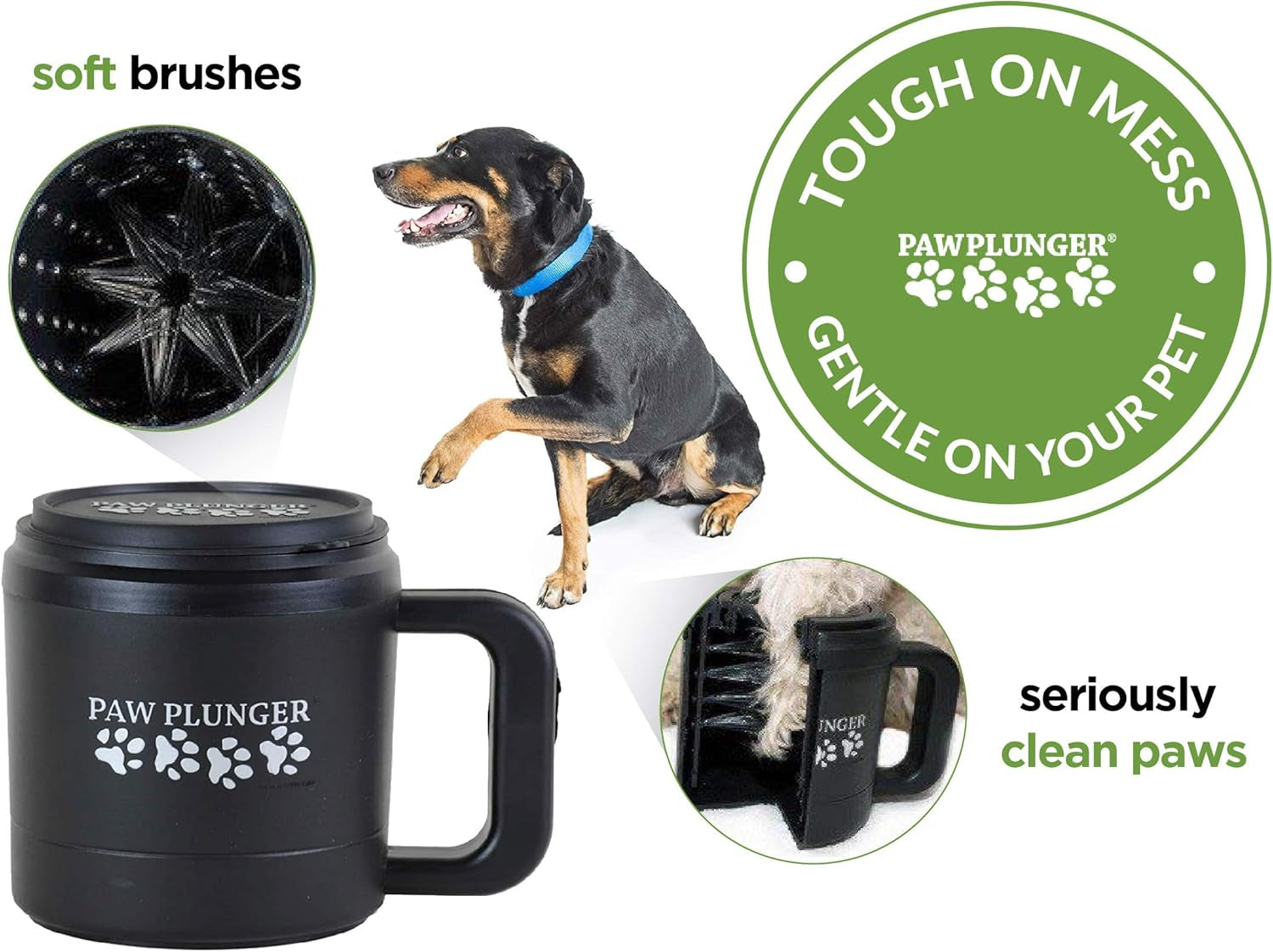 Pawtopix paw plunger dog paw cleaning cup with soft brushes for gentle and effective pet paw cleaning