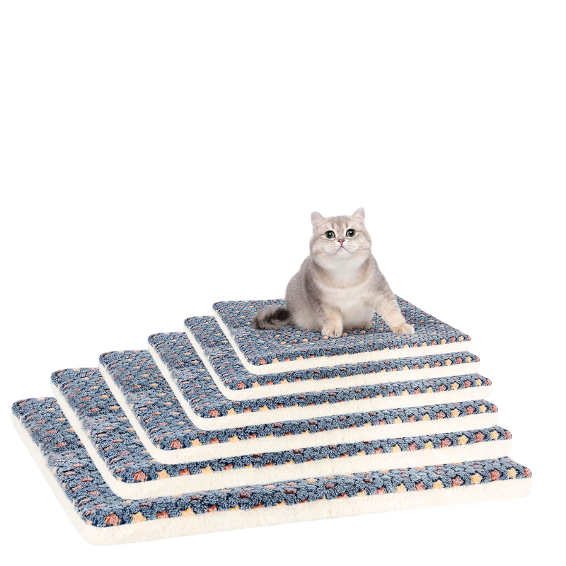 Pawtopix ultra soft dog bed crate pad stack of plush fleece crate pads in multiple sizes with cat on top