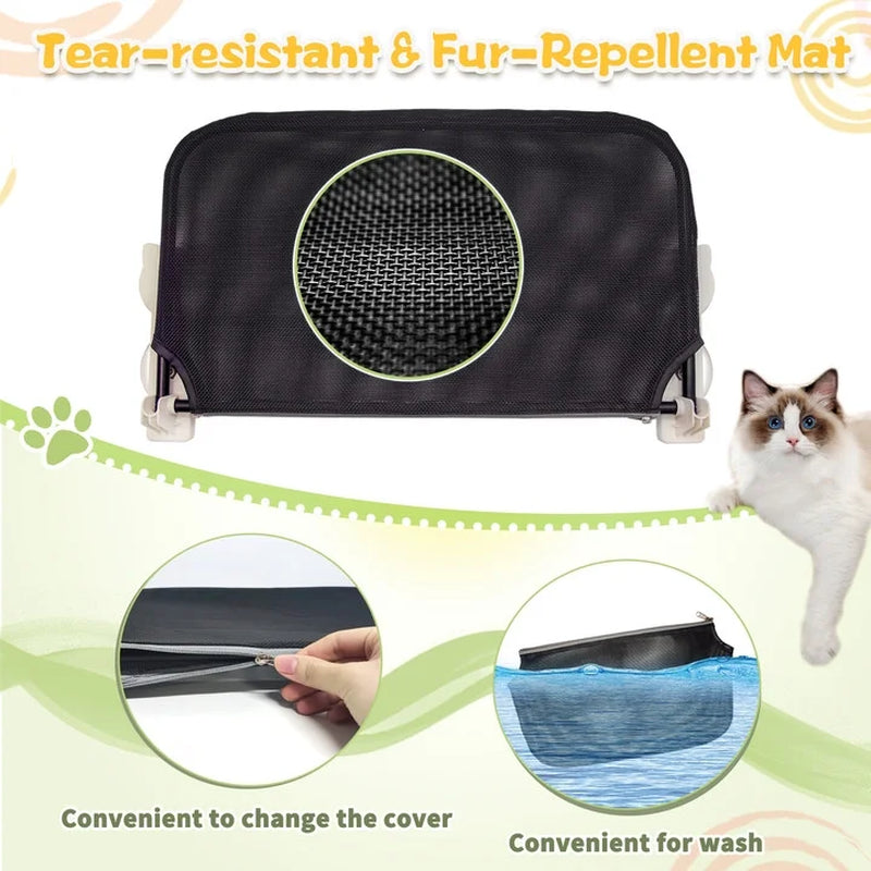 Pawtopix foldable cat hammock seat with tear-resistant fur-repellent mat and removable washable cover