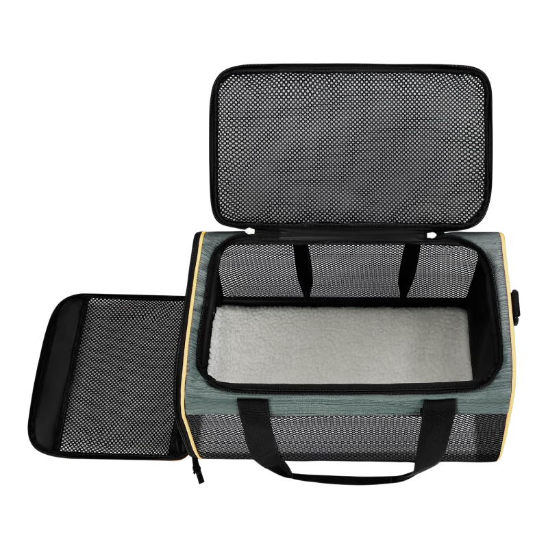 Pawtopix soft sided mesh pet carrier with removable fleece pad open top and side entry comfortable pet carrier for travel