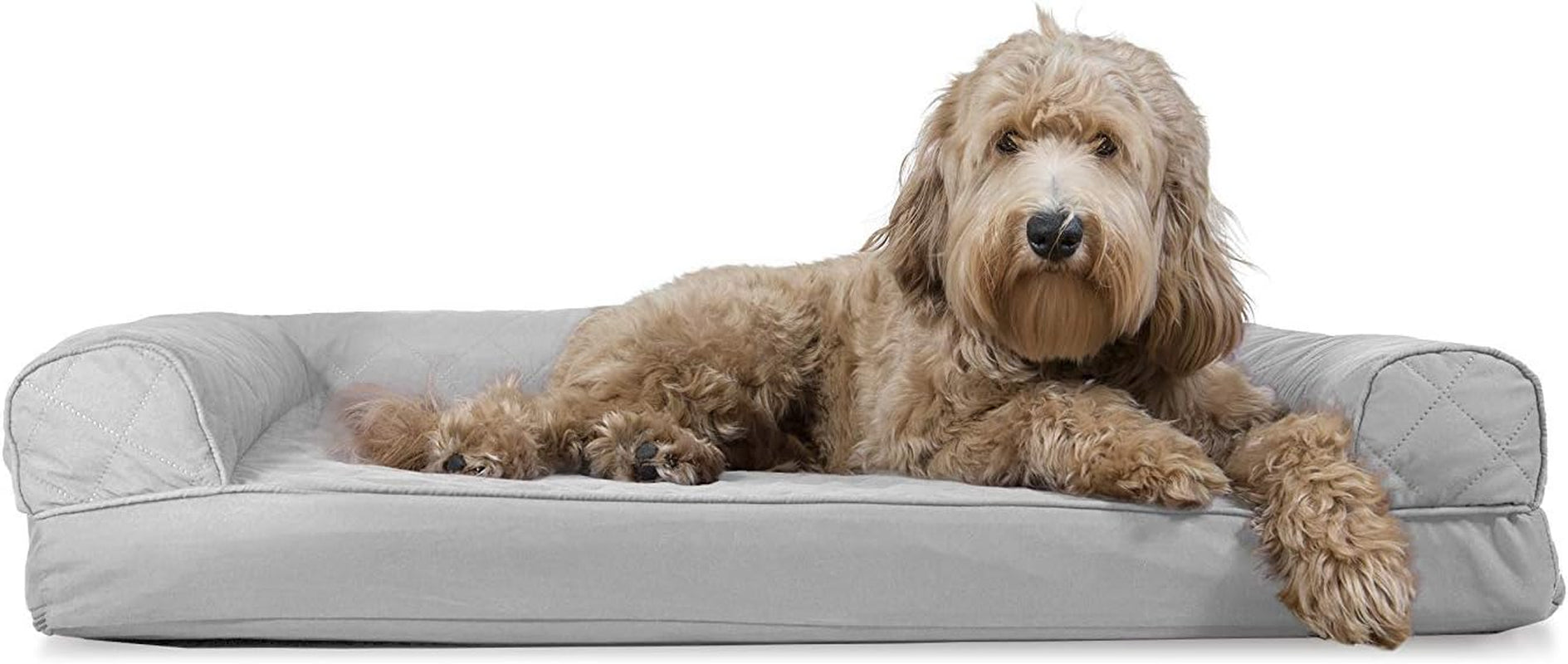 cooling gel dog bed for large dogs gray bolstered sofa style bed with plush surface and large doodle resting