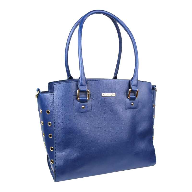 Pawtopix Blue leather puppy carrier handbag, Ventilated Tote