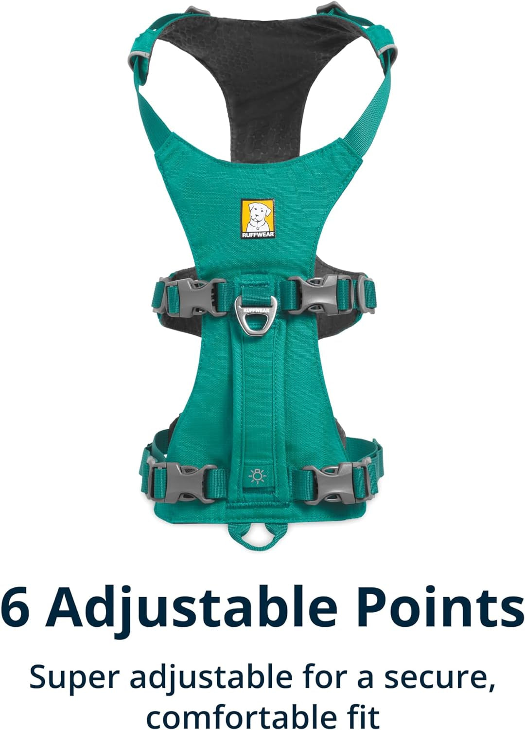 Pawtopix teal reflective no pull dog harness with padded chest metal D ring and six adjustable straps for secure fit