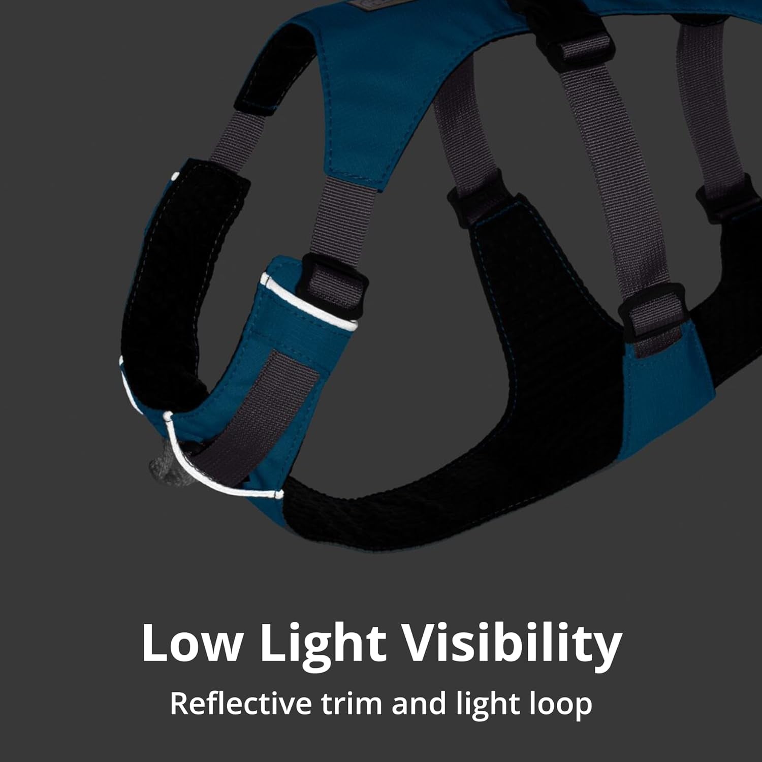 Pawtopix reflective no pull dog harness blue and black with reflective trim and light loop for low light visibility