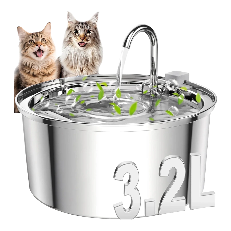 Pawtopix stainless steel cat water fountain, Quiet 2.5L